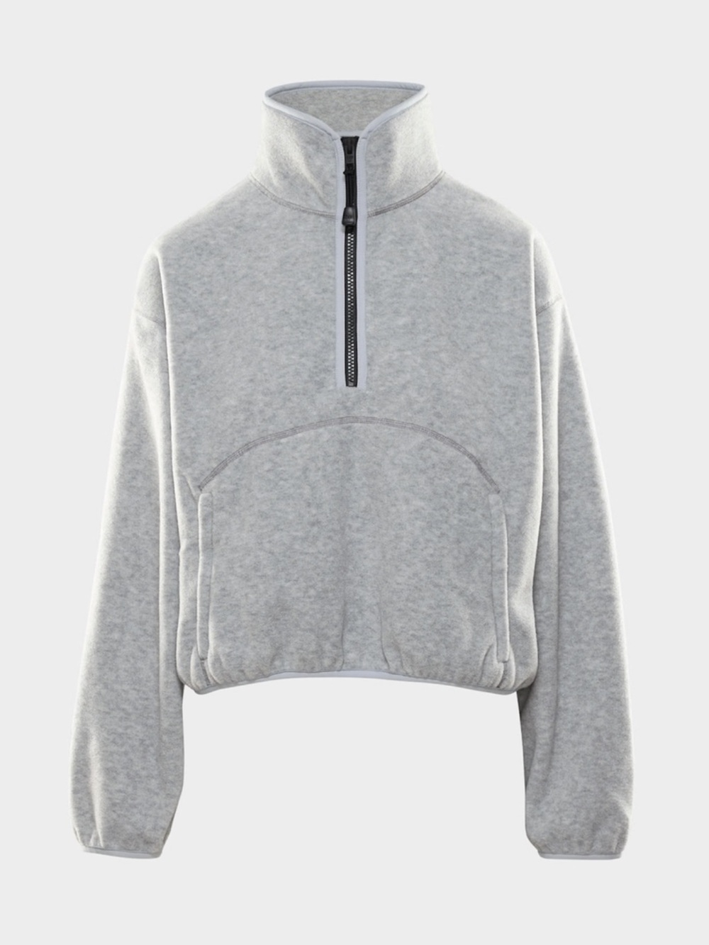 Women's Light Gray Half-Zip Fleece Pullover Sweater